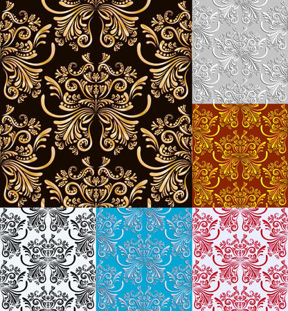 Six Floral  Seamless Pattern Vector Background. For the holidays and Invitation cards decorationのイラスト素材