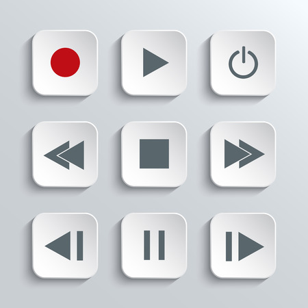 Vector Media player control  icon set  white app buttons with homeのイラスト素材