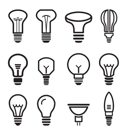 Light bulb set icons on white background. Vector illustration.のイラスト素材