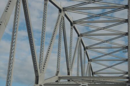 Strut Work of Sagamore Bridge with Cloudsの写真素材