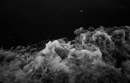 The Wake of a Boat in Black and Whiteの写真素材