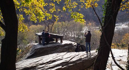 Tourists To Harpers Ferry West Virginia Take a Picture at Jefferson Rockのeditorial素材