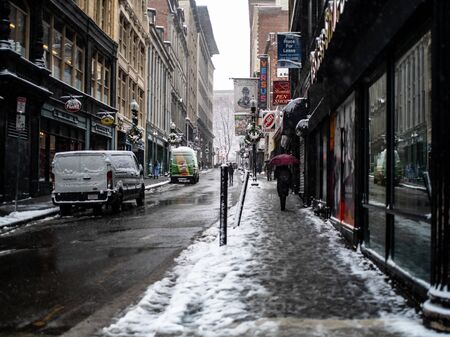 A Person With an Umbrella in a Snow Stormのeditorial素材