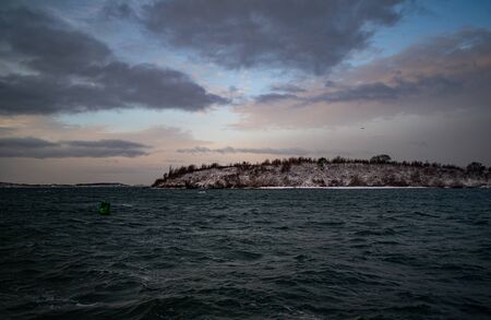 Water And An Island In Boston Harborの写真素材