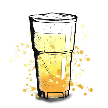 Vector colorful illustration of hand drawn sketch of beer mugのイラスト素材