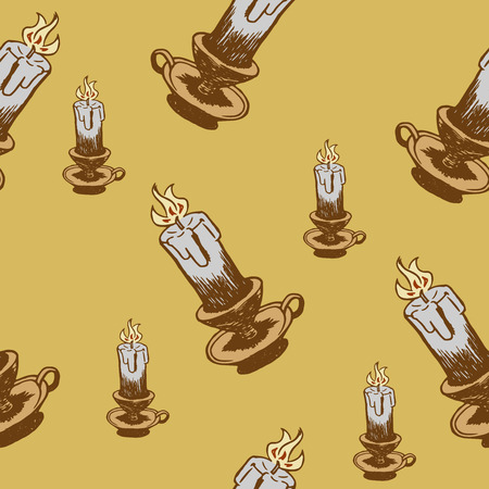 Candles seamless pattern in hand drawn sketch styleのイラスト素材