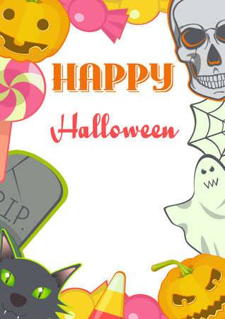 Halloween vectorcartoon Signs and Symbols card frame.のイラスト素材