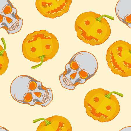 Halloween seamless bright kids cartoon pattern. The day of the Dead, Pumpkinのイラスト素材