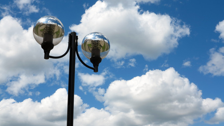 street lighting in the form of brilliant ballsの写真素材