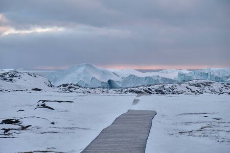 View of massive Icebergs in ilulissat Greenland