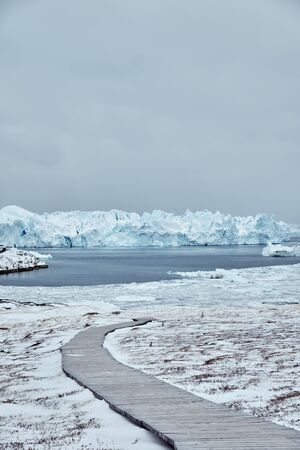 View of massive Icebergs in ilulissat Greenland