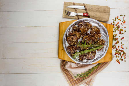pork with sweet and sour sauce in a panの写真素材