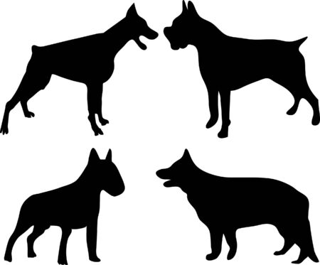 dogs silhouettes vectorのイラスト素材