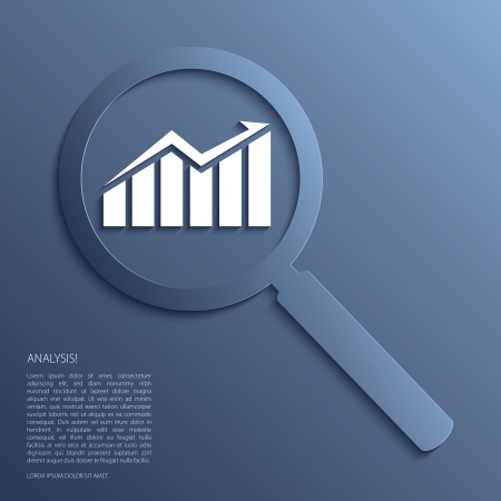 Analysis. Magnifying glass with icon. Vector.のイラスト素材