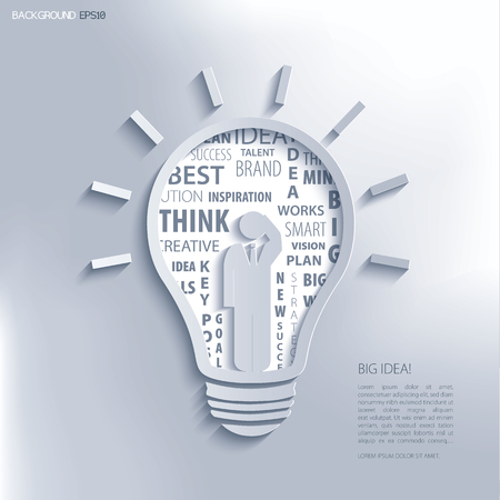 Idea bulb with businessman and success words のイラスト素材