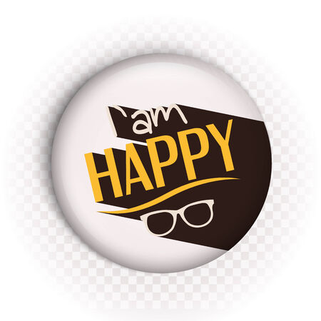 Text i am happy on badge のイラスト素材