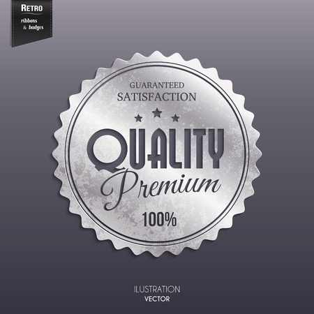 Silver retro stamp, sticker, tag, label, badge on color.のイラスト素材