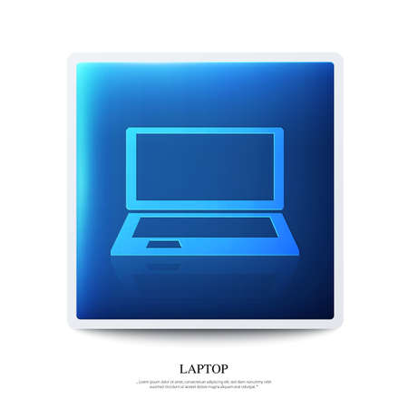 Vector multimedia icons on button, laptop.のイラスト素材
