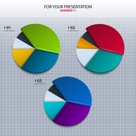 Vector set of colorful pie charts - for your presentation.のイラスト素材