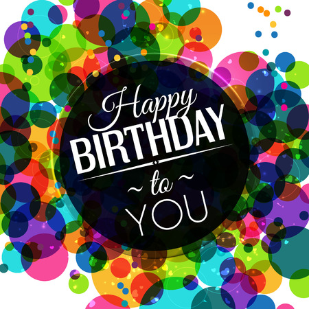 Birthday card in bright colors on polka dots background.のイラスト素材