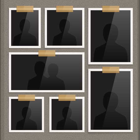 Page of photo album, with photo frames and corner.のイラスト素材
