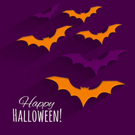 Happy Halloween background with silhouettes bats Vector illustration.のイラスト素材