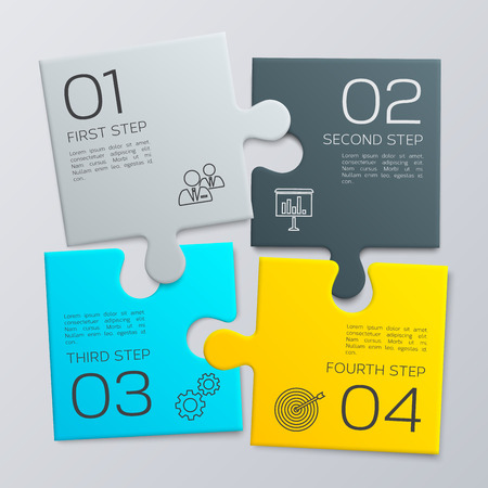 Four pieces puzzle. Modern business infographic for your presentation. Vector.のイラスト素材