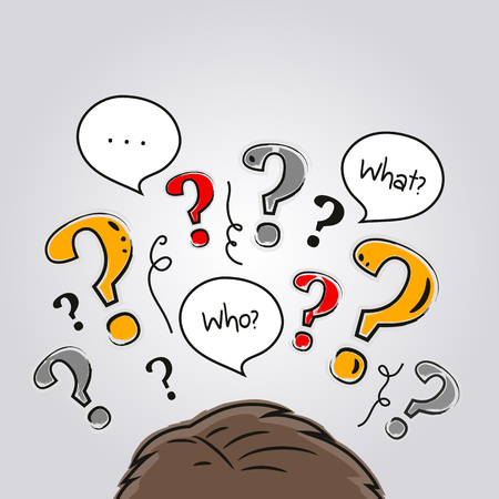 Human head with a lot of questions.のイラスト素材
