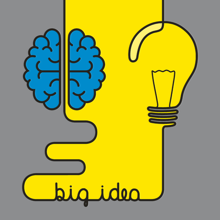 Creative brainstorm concept business idea. Wire forming a brain and lightbulb.のイラスト素材