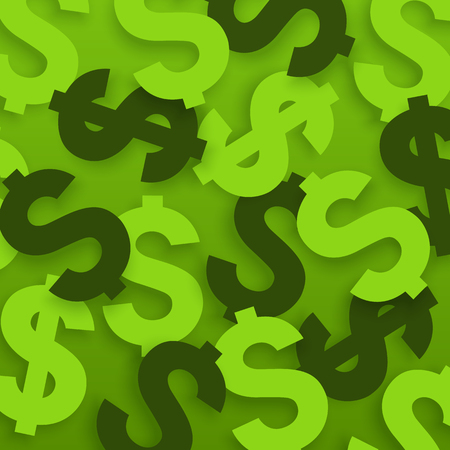 Dollar signs. USA currency symbols on green background. Vector.のイラスト素材