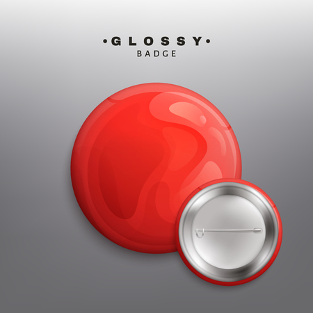 Blank red badge, pin or web button. Front and Back Side.のイラスト素材