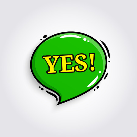 Yes. Comic speech bubble, banner, poster and sticker concept. Vector illustration.の写真素材