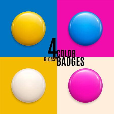 Set of four colorful glossy badges or buttons.のイラスト素材