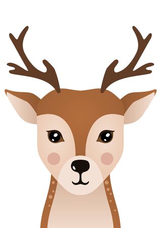 Cute deer. Woodland forest animal. Poster for baby room. Childish print for nursery. Design can be used for fashion t-shirt, greeting card, baby shower. Vector illustration.のイラスト素材