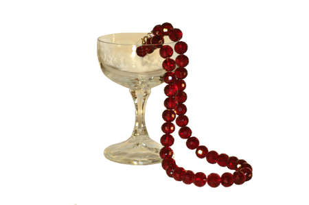 red necklace isolated on white backgroundの写真素材