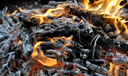 The fire burns with a bright flameの写真素材
