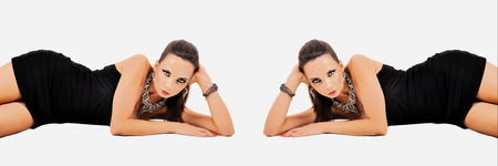 Beautiful fashion young woman with jewelry accessoriesの写真素材