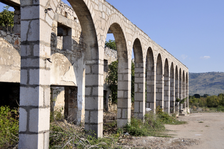 ruins of the destroyed building in the Donetsk regionの写真素材