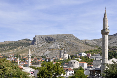 Scenic view of the historic city of Mostar, Bosnia And Herzegovina.の写真素材