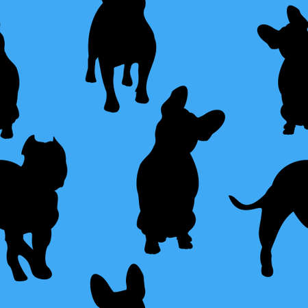 Seamless patter of dogs. Bull breeds American Staffordshire Terrier, French Bulldog and Pit Bull.のイラスト素材