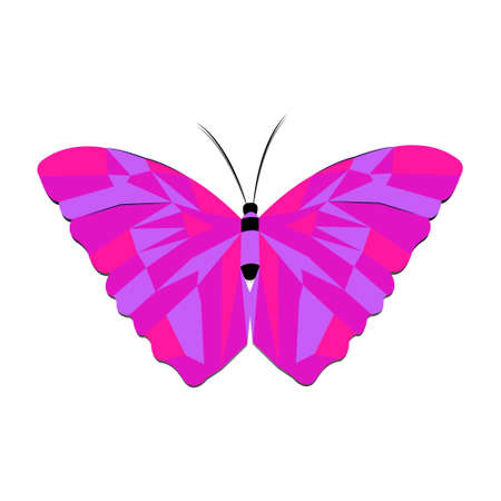 Vector butterfly made of polygons. Colored with shadow, isolated on white background.のイラスト素材