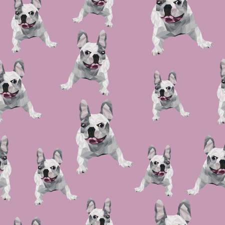 Polygonal seamless pattern. French Bulldog. For textiles, wallpapers, prints.のイラスト素材