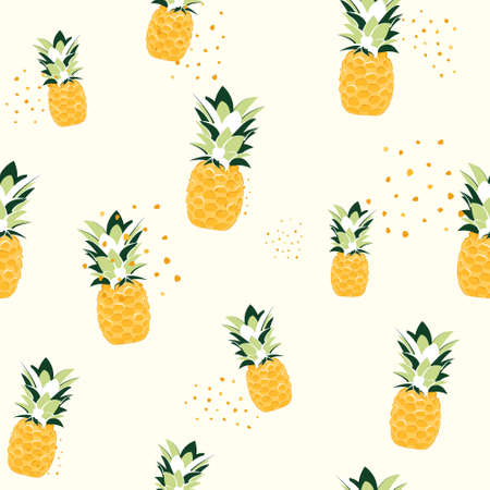 Pineapple seamless pattern. Fruit. For textiles, prints, bedding, packaging design and wallpaper.のイラスト素材