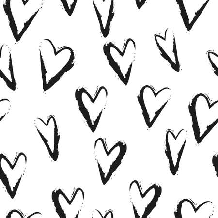 Seamless heart pattern. Hand drawn doodles. Graphic design for printing, packaging, textiles, clothing and wallpaper.のイラスト素材