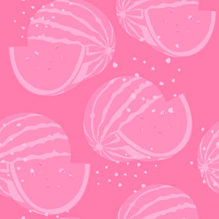 Summer seamless pattern with watermelon fruit. Graphic design for prints, packaging, textiles, bedding, clothing and wallpaper. Food, markets and shops. Pinkのイラスト素材