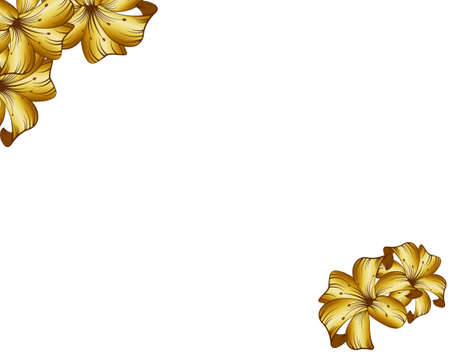 Floral frame. Golden lily border. Isolated on white background.のイラスト素材
