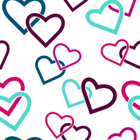 Hearts seamless pattern. Colorful heart shapes. Prints, packaging template, textiles, bedding and wallpaper.のイラスト素材