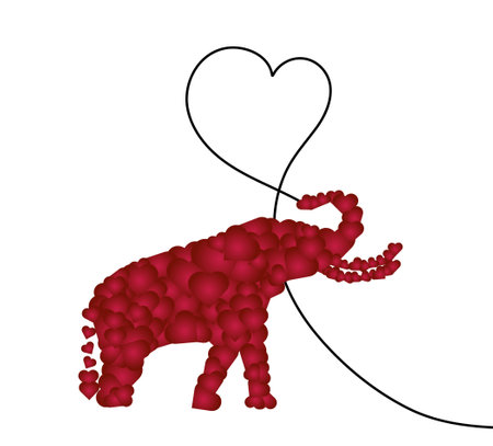 Valentine card. Animal print with elephant and heart. Happy Valentine's Day.のイラスト素材