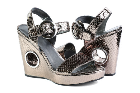 Woman fashion shoes, isolated on whiteの写真素材