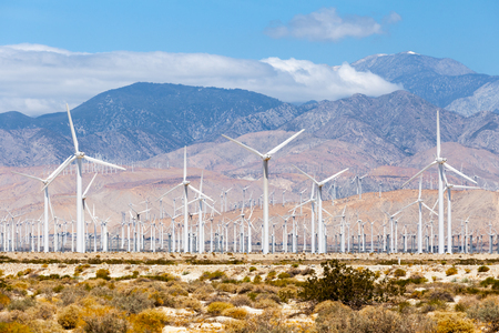 Windmills turbines for electric power production, Palm Sprigs, California. Simple of clean energyの写真素材